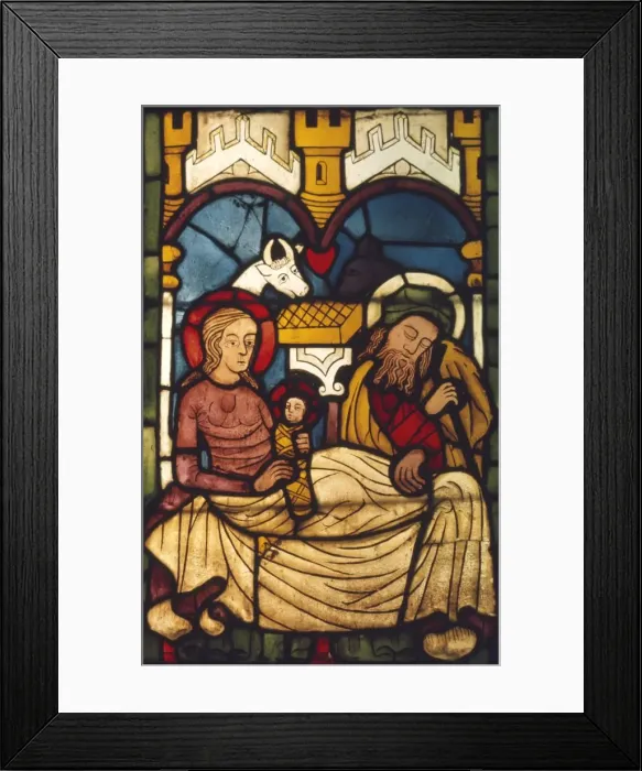 Framed Print : Holy Family in the Stable from a Swedish Church, c20th century Framed Print : Holy Family in the Stable from a Swedish Church, c20th century
