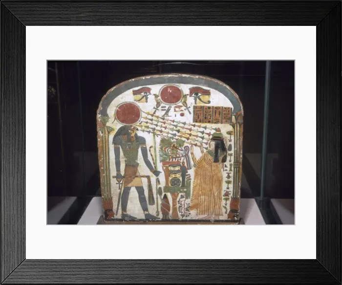 Framed Print : Stele with Ra as Hawk, Sun symbol and Eyes, on Stele of Lady Taperet, c850BC-690 BC Framed Print : Stele with Ra as Hawk, Sun symbol and Eyes, on Stele of Lady Taperet, c850BC-690 BC