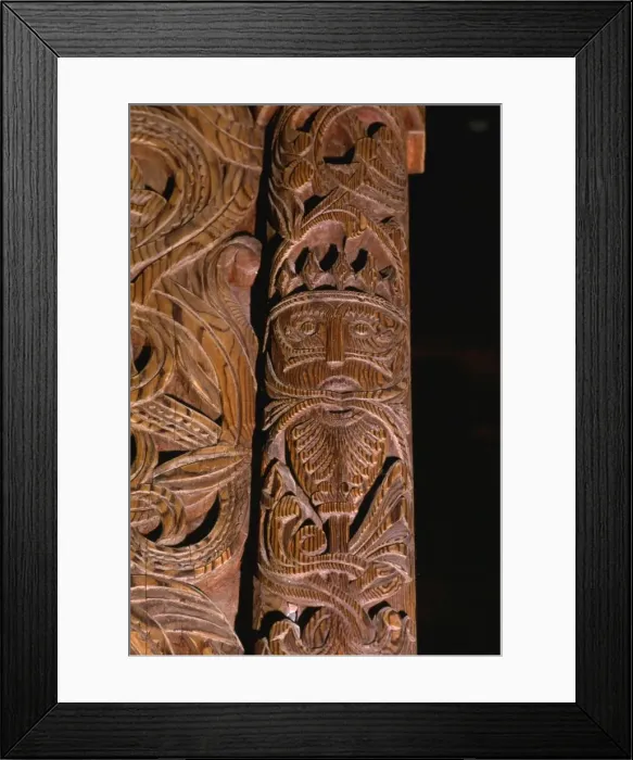 Framed Print : Detail of carving of Stave Church from Gol in Hallingdal, built c1200 Framed Print : Detail of carving of Stave Church from Gol in Hallingdal, built c1200