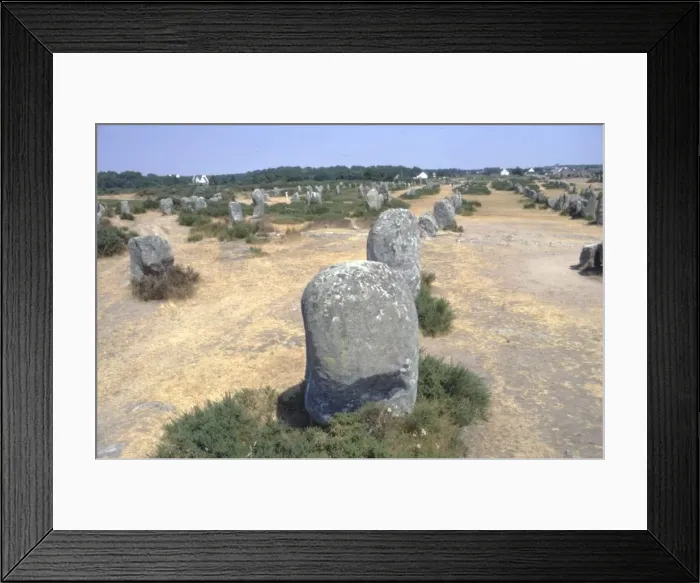 Framed Print : Carnac, Brittany Alignments at Menez, c20th century. Artist: CM Dixon
