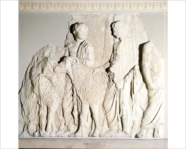 Parthenon Frieze, Elgin Marbles, Sacrifice Procession with Ram, c5th century BC. Artist: Phidias