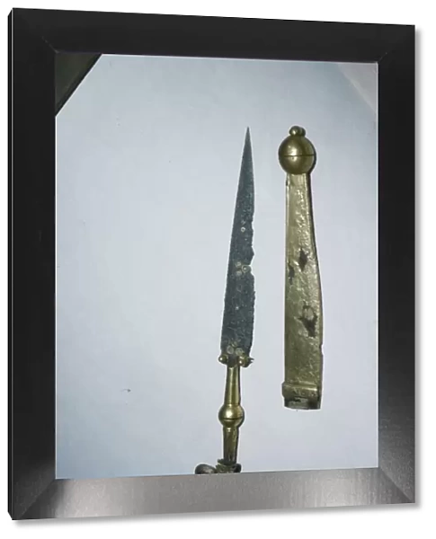 Dagger of Iron Gold and Bronze from a Celtic Burial at Hallstatt, Austria. Celtic Iron Age