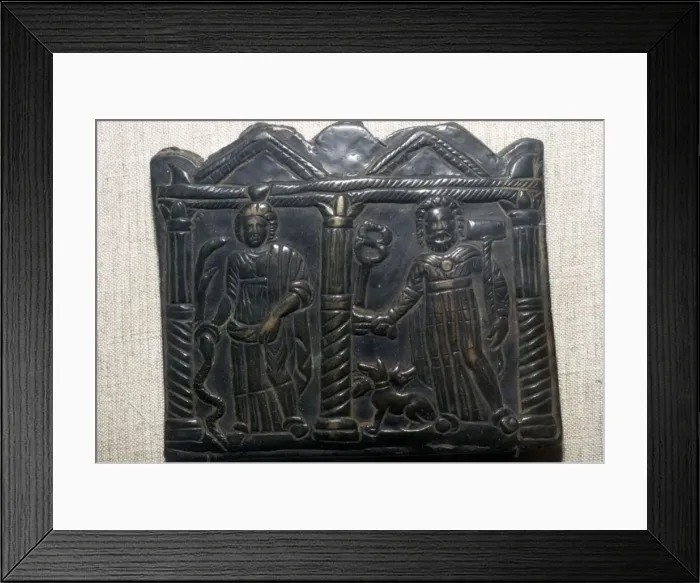 Framed Print : Bronze plaque of Celtic Goddess Epona, and a warrior God, Hungary, 1st-3rd Century Framed Print : Bronze plaque of Celtic Goddess Epona, and a warrior God, Hungary, 1st-3rd Century