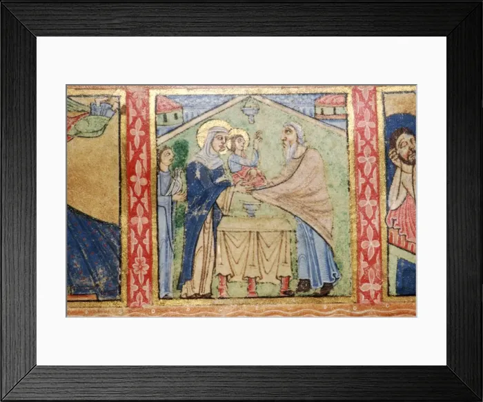 Framed Print : Detail of a Psalter, Presentation of Jesus in the Temple, c1140 Framed Print : Detail of a Psalter, Presentation of Jesus in the Temple, c1140
