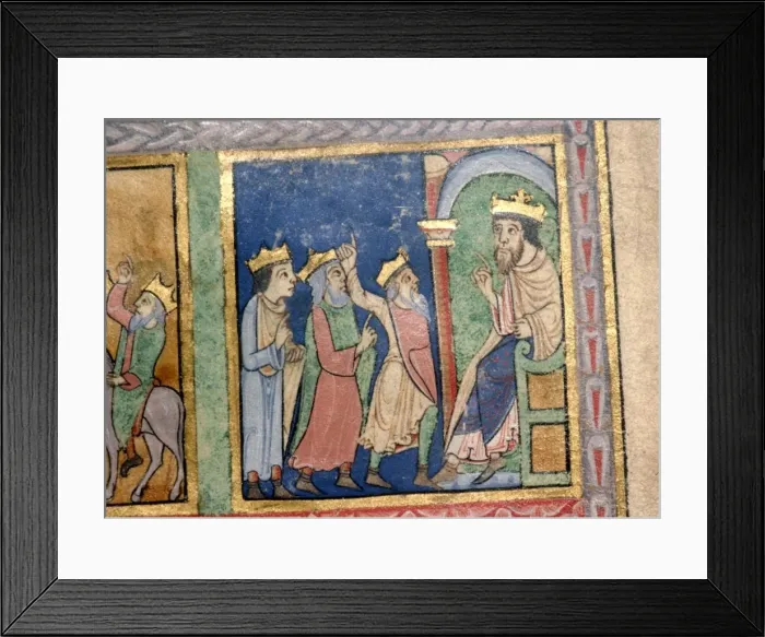 Framed Print : Detail from a Psalter the Magi and Herod, c1140 Framed Print : Detail from a Psalter the Magi and Herod, c1140