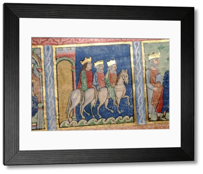 Framed Print : Detail from a Psalter: The Magi Ride to Bethlehem, c1140 Framed Print : Detail from a Psalter: The Magi Ride to Bethlehem, c1140
