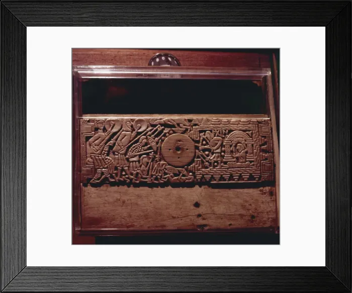 Framed Print : Detail from Franks Casket, whalebone Northumbrian work, c700 Framed Print : Detail from Franks Casket, whalebone Northumbrian work, c700