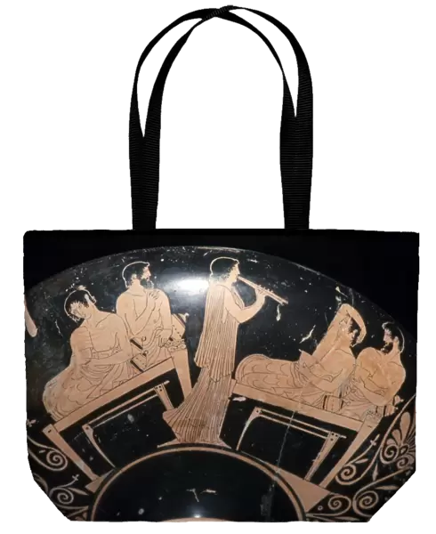 Greek Vase Painting of a Banquet, found in Etruscan tomb, Villa Giulia, Rome, c6th century BC