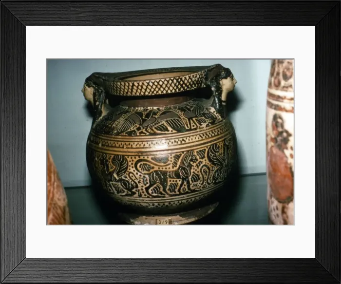 Framed Print : Orientalising Vase with Harpy, Sphinx and Lion, c6th century BC Framed Print : Orientalising Vase with Harpy, Sphinx and Lion, c6th century BC