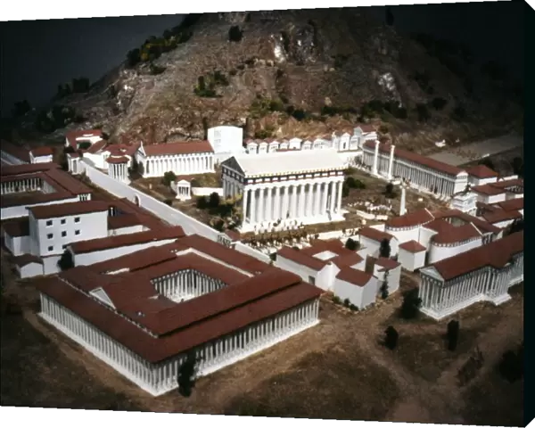 Olympia. Model of the Sacred Site in Greece with Temples and stadium beyond, c20th century