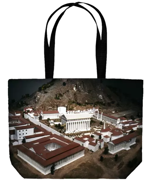 Olympia. Model of the Sacred Site in Greece with Temples and stadium beyond, c20th century
