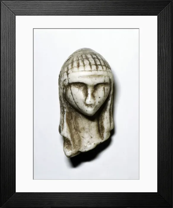 Framed Print : Female Head from Brassempovy, France, Upper Paleolithic, (c20th century) Framed Print : Female Head from Brassempovy, France, Upper Paleolithic, (c20th century)