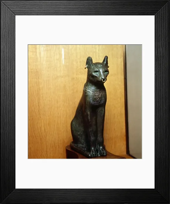 Framed Print : Egyptian Bronze Cat, Sacred to the Goddess Bastet, Roman Period. c664BC-332 BC Framed Print : Egyptian Bronze Cat, Sacred to the Goddess Bastet, Roman Period. c664BC-332 BC