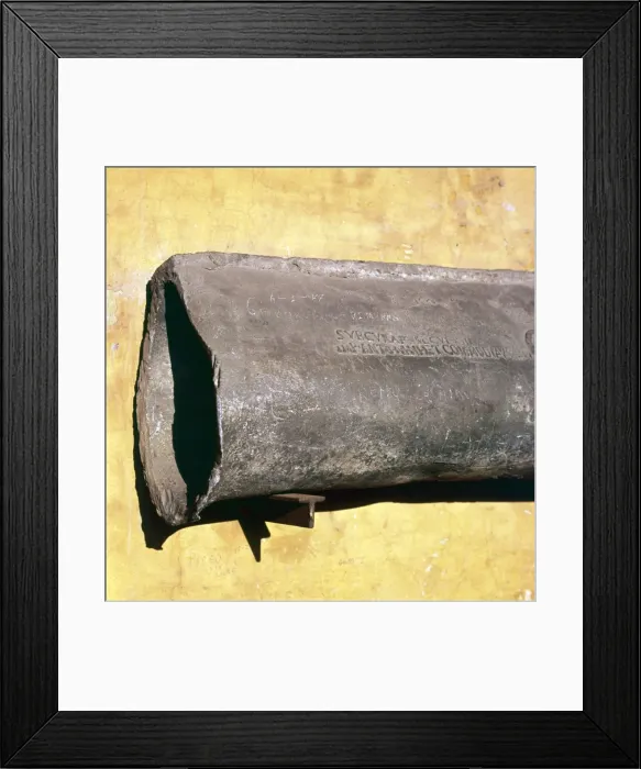 Framed Print : Roman Lead Water-Pipe with inscription, c2nd century Framed Print : Roman Lead Water-Pipe with inscription, c2nd century