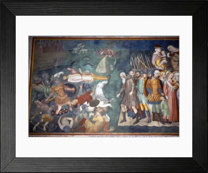 Framed Print : Moses and Israelites Cross the Red Sea, San Gimignano, Italy, 14th century Framed Print : Moses and Israelites Cross the Red Sea, San Gimignano, Italy, 14th century