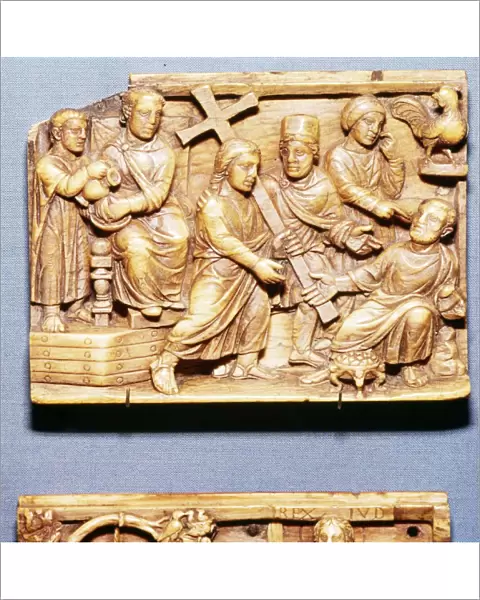 Pilate Condemns Christ and St Peter Denies Him, Ivory Panel, Byzantine Casket, early 5th century