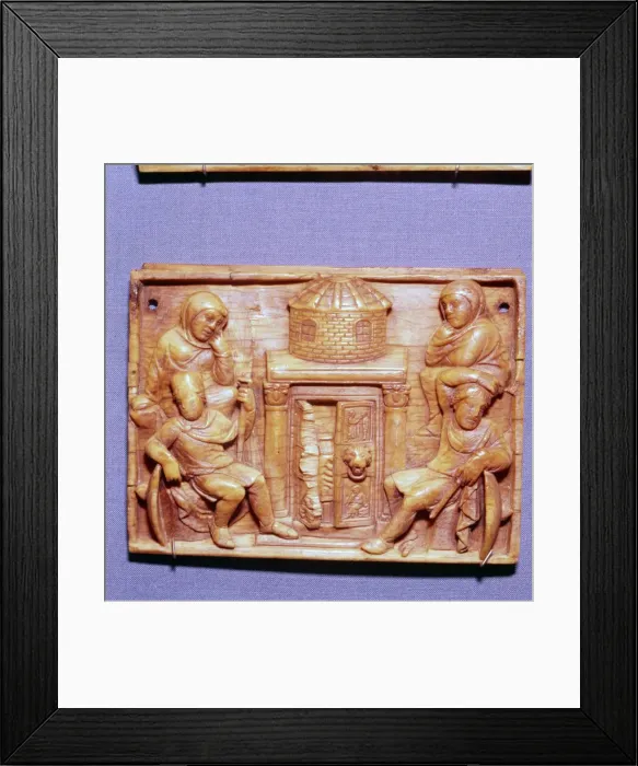 Framed Print : Tomb of Jesus on Easter Morning, Wood Panel, Byzantine casket, 5th century Framed Print : Tomb of Jesus on Easter Morning, Wood Panel, Byzantine casket, 5th century