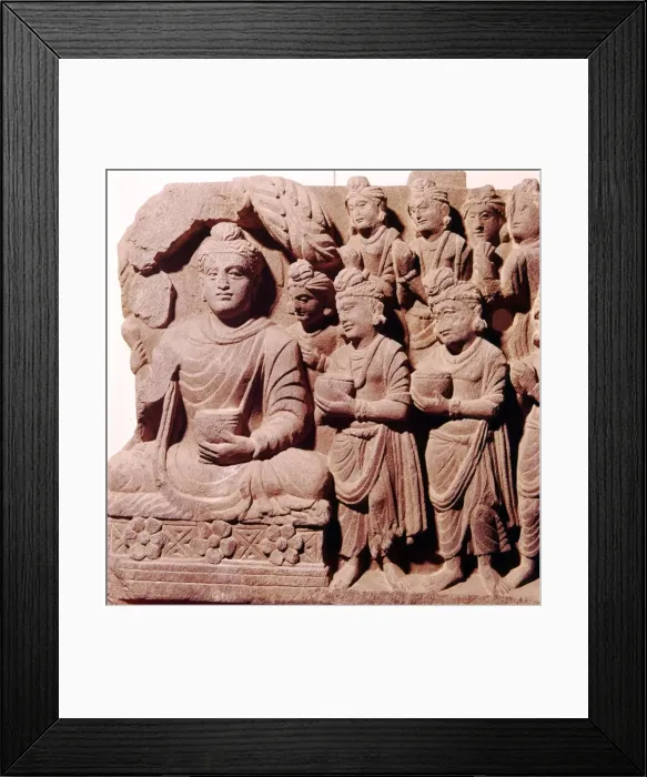 Framed Print : Gautama Buddha, The Presentation of the Bowls, Gandhara School. 2nd-3rd century Framed Print : Gautama Buddha, The Presentation of the Bowls, Gandhara School. 2nd-3rd century