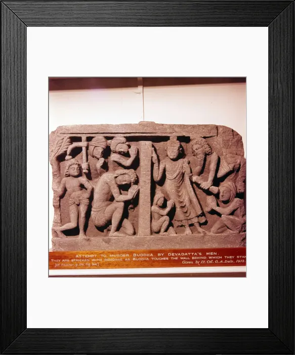 Framed Print : Devadattas attempt to murder the Buddha, c2nd-3rd century Framed Print : Devadattas attempt to murder the Buddha, c2nd-3rd century