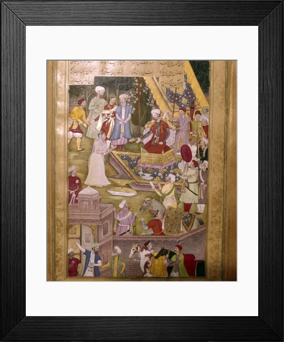 Framed Print : Alexander the Great of Macedon (Iskandar) is brought by a priestess to spare an idol from destructio Framed Print : Alexander the Great of Macedon (Iskandar) is brought by a priestess to spare an idol from destructio