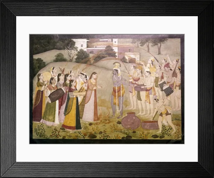 Framed Print : Krishna Celebrating Spring Festival of Holi, c1770-1780 Framed Print : Krishna Celebrating Spring Festival of Holi, c1770-1780
