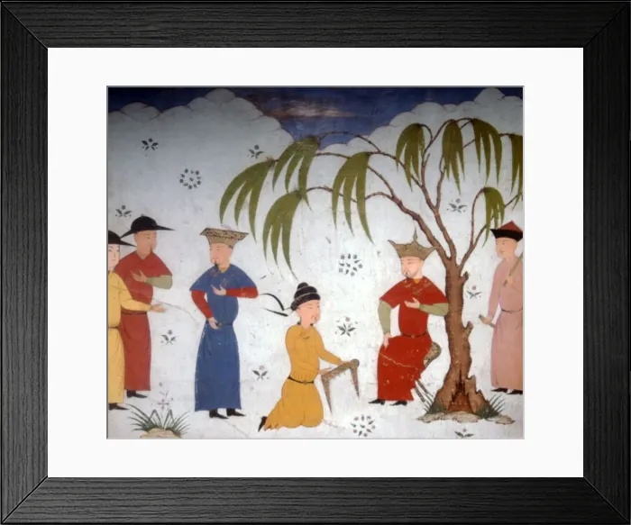 Framed Print : Li-ta-chih and Maksun, present history books to Uljaytu, c14th-15th century Framed Print : Li-ta-chih and Maksun, present history books to Uljaytu, c14th-15th century
