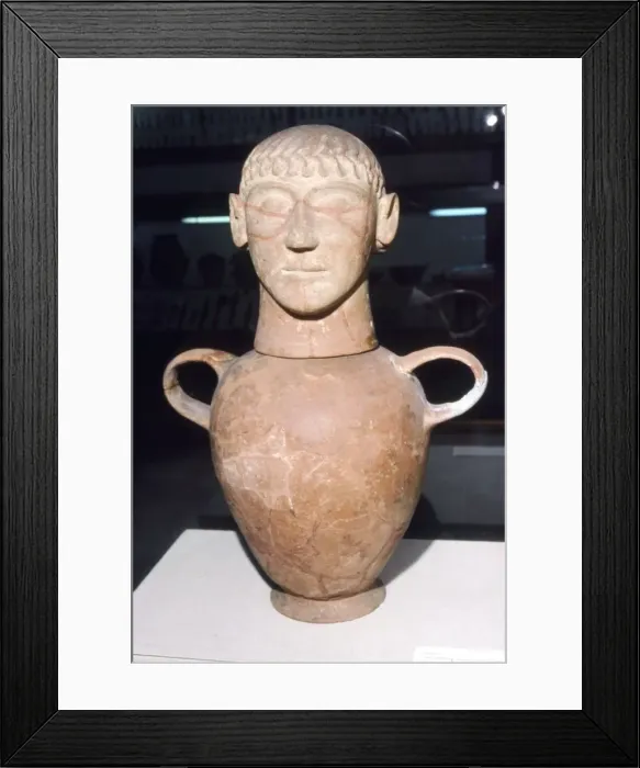 Framed Print : Etruscan Canopic Jar from Santano near Chiusi, 6 century BC Framed Print : Etruscan Canopic Jar from Santano near Chiusi, 6 century BC