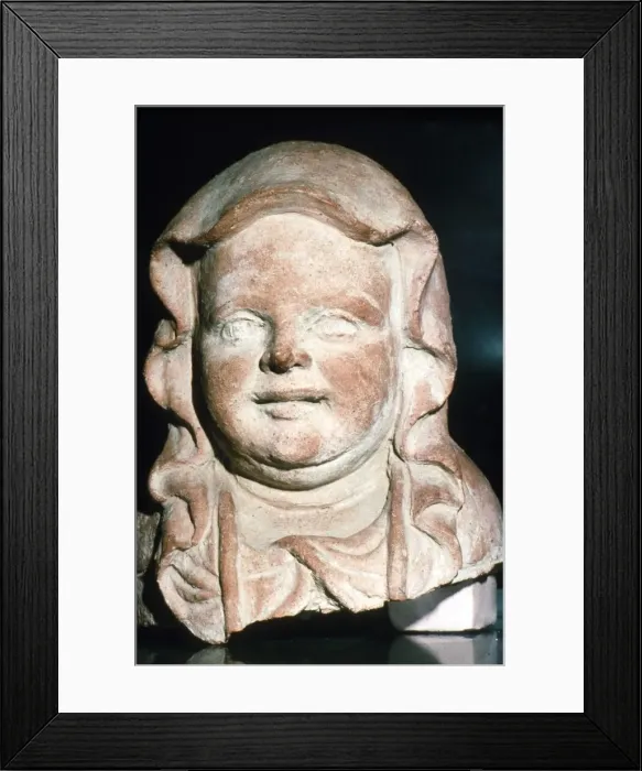 Framed Print : Etruscan Terracotta, Head of a child from Vulci, 1st century BC Framed Print : Etruscan Terracotta, Head of a child from Vulci, 1st century BC