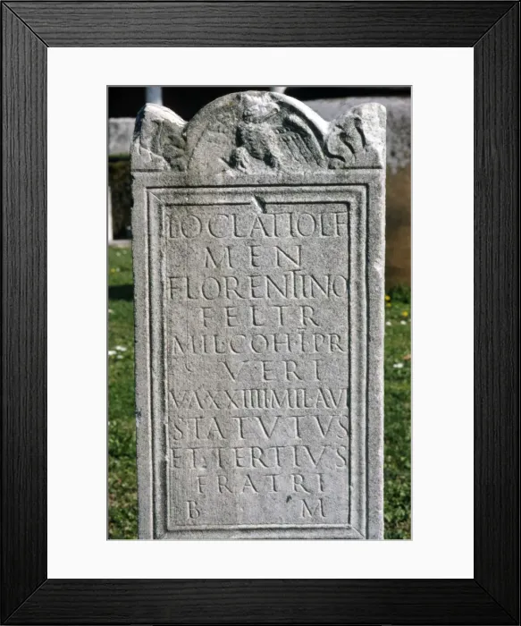 Framed Print : Roman Inscription on Tombstone, c2nd-5th century Framed Print : Roman Inscription on Tombstone, c2nd-5th century