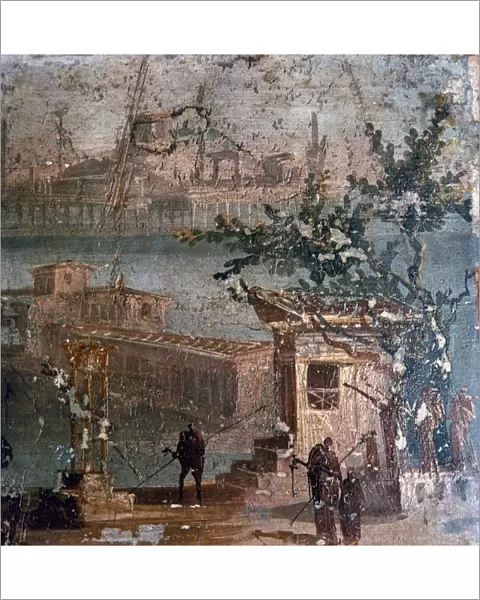 Roman wall painting of idyllic landscape, Pompeii, 1st century