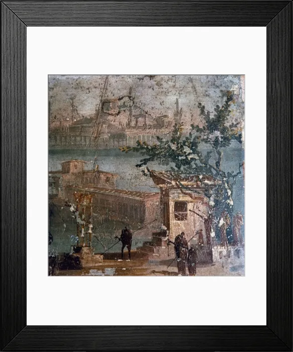 Framed Print : Roman wall painting of idyllic landscape, Pompeii, 1st century Framed Print : Roman wall painting of idyllic landscape, Pompeii, 1st century