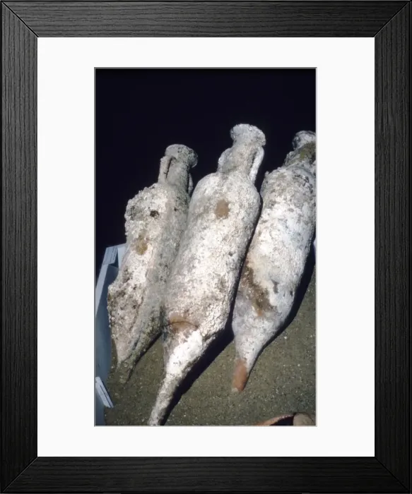 Framed Print : Roman Amphorae from wreck of a merchant ship, c2nd century BC Framed Print : Roman Amphorae from wreck of a merchant ship, c2nd century BC