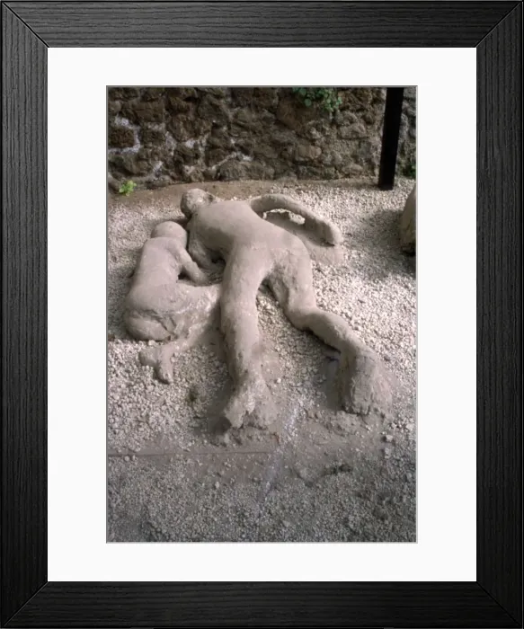 Framed Print : Casts of victims of eruption of Vesuvius in AD79, Pompeii, Italy, c20th century Framed Print : Casts of victims of eruption of Vesuvius in AD79, Pompeii, Italy, c20th century