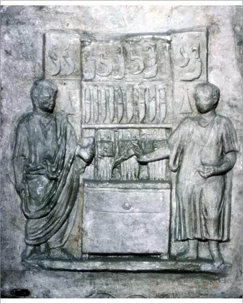 Roman relief of a Shop Selling Knives, c2nd century