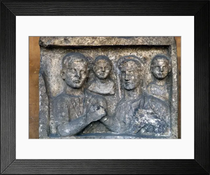 Framed Print : Roman Family on a grave-slab Framed Print : Roman Family on a grave-slab