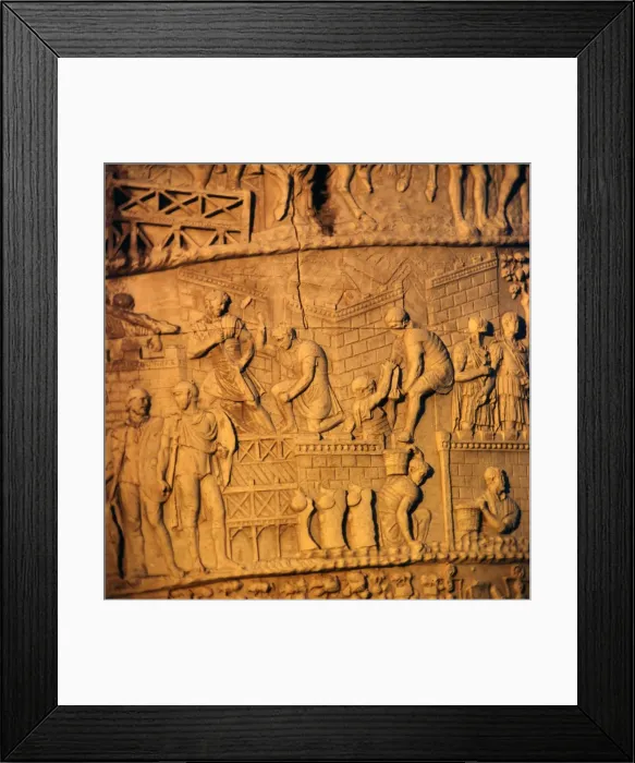 Framed Print : Roman soldiers building a fort, Trajans Column, Rome, c2nd century Framed Print : Roman soldiers building a fort, Trajans Column, Rome, c2nd century