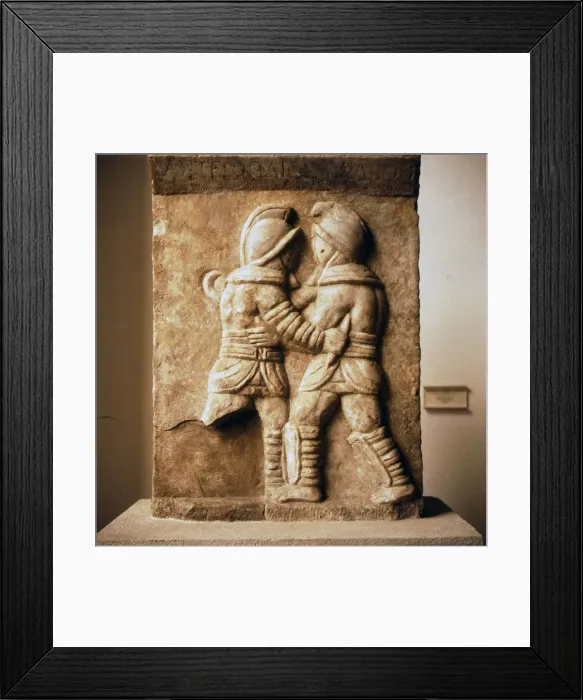 Framed Print : Combat between two gladiators, Roman relief from Epheseus, c3rd century Framed Print : Combat between two gladiators, Roman relief from Epheseus, c3rd century
