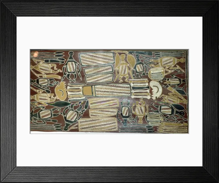 Framed Print : Australian Aboriginal Bark Painting Framed Print : Australian Aboriginal Bark Painting