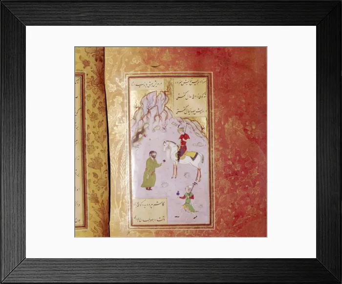 Framed Print : Persian Miniature Manuscript Illustration of Polo, 16th century Framed Print : Persian Miniature Manuscript Illustration of Polo, 16th century