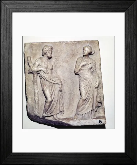 Framed Print : Man and woman, bas-relief, marble, Capitoline Museum Framed Print : Man and woman, bas-relief, marble, Capitoline Museum