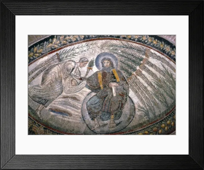 Framed Print : Christ seated on Globe surrounded by Palms, Church of Santa Costanza, Rome, c 4th century Framed Print : Christ seated on Globe surrounded by Palms, Church of Santa Costanza, Rome, c 4th century