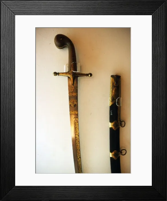 Framed Print : Sword bearing name of Suleyman the Magnificent, 16th century Framed Print : Sword bearing name of Suleyman the Magnificent, 16th century