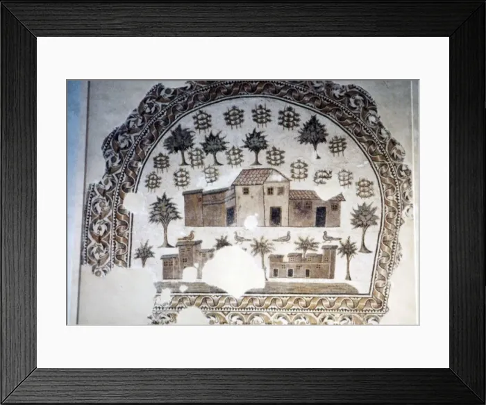Framed Print : Roman Mosaic of Roman Villa with trees and vines, c3rd century Framed Print : Roman Mosaic of Roman Villa with trees and vines, c3rd century