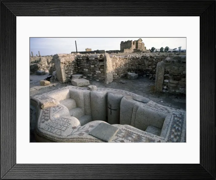Framed Print : Early Christian Baptismal Bath at Roman forum of Sufetula, Sbeitla, Tunisia, c20th century Framed Print : Early Christian Baptismal Bath at Roman forum of Sufetula, Sbeitla, Tunisia, c20th century