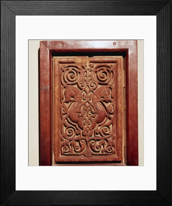Framed Print : Pair of horses heads on Teak Door-Panel, Egypt, Fatimid Period, 11th century Framed Print : Pair of horses heads on Teak Door-Panel, Egypt, Fatimid Period, 11th century