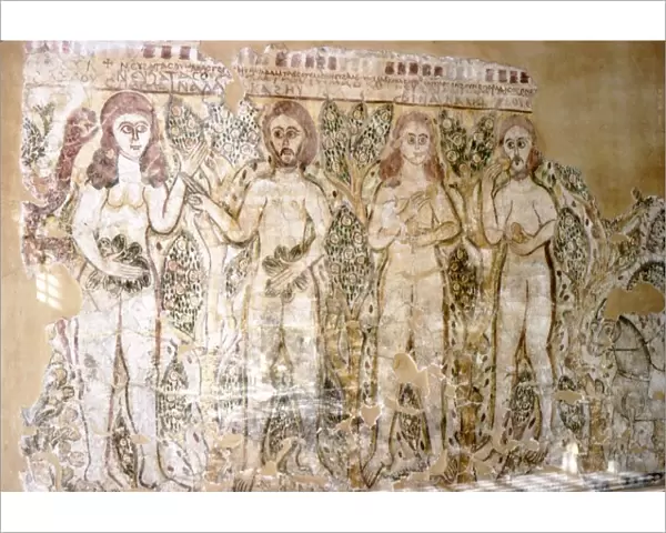 Story of Adam and Eve, Early Coptic Wallpainting. Egypt, c6th century