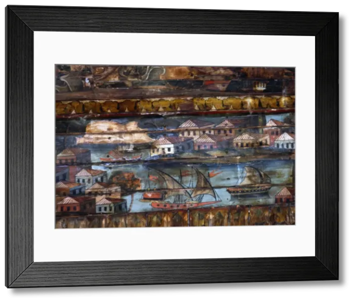 Framed Print : Coptic Fresco of the Nile with Felucca Ships, c6th-7th century Framed Print : Coptic Fresco of the Nile with Felucca Ships, c6th-7th century