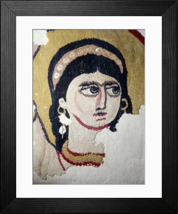 Framed Print : Coptic Textile, Female Head Portrait, Egypt, 6th-7th century Framed Print : Coptic Textile, Female Head Portrait, Egypt, 6th-7th century