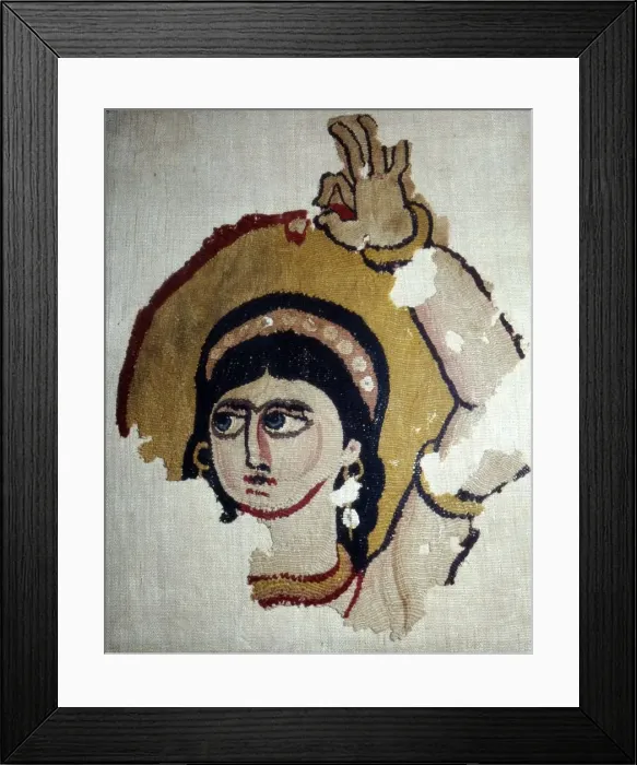 Framed Print : Coptic Textile, Female Head Portrait, Egypt, 6th-7th century Framed Print : Coptic Textile, Female Head Portrait, Egypt, 6th-7th century