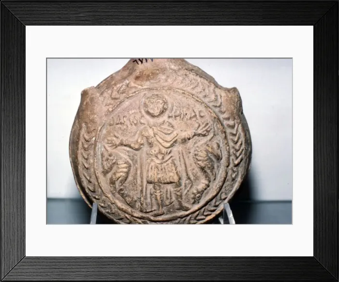 Framed Print : St. Menas, Pilgrim Flask from Abu Mina, Mariut, Egypt, 6th-7th Century Framed Print : St. Menas, Pilgrim Flask from Abu Mina, Mariut, Egypt, 6th-7th Century
